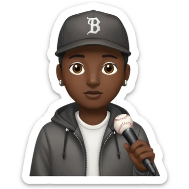 rapper with microphone and baseball cap sticker