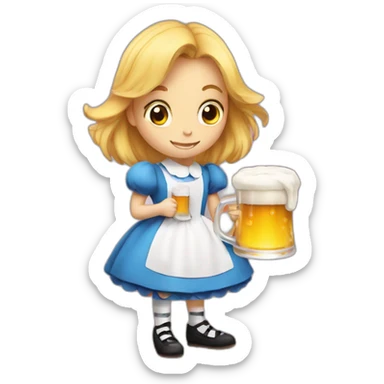 Alice in wonderland with a beer sticker