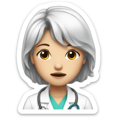 crying doctor girl with dark hair sticker