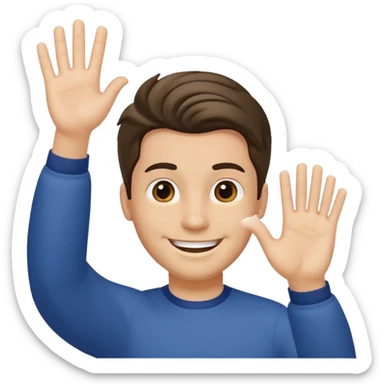 generate a emoji of man saying hii with normal skintone with some nice hair style sticker