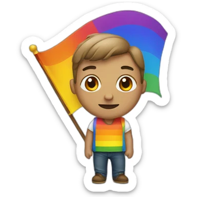 man wearing gay flag sticker