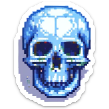 pixel art skull, simple and retro sticker