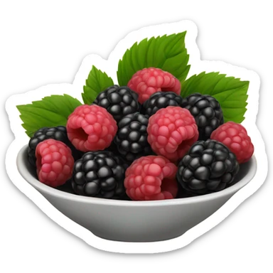 Square bowl of blackberries and raspberries  sticker