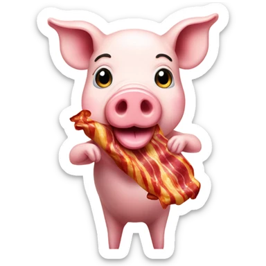 Pig wearing a dress while eating bacon sticker