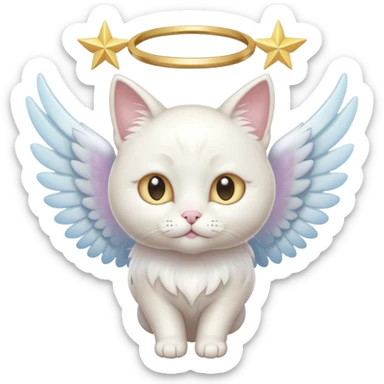 Pastel pale whitish shiny glossy angel cat sticker