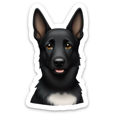 Black German shepherd dog with half a side white face  sticker