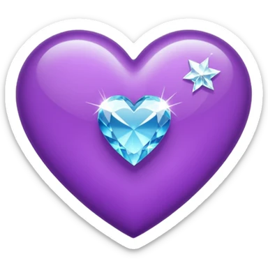 purple heart with diamond around sticker