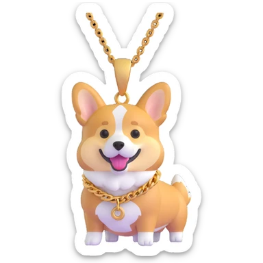 corgi wearing a gold chain sticker