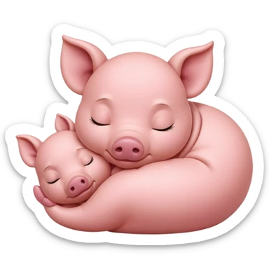 Sleeping Piglet – tiny pink pig curled up, eyes closed sticker