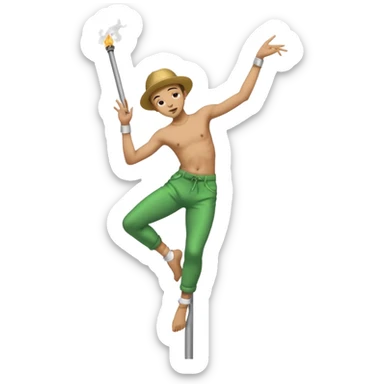 Light skin stripper dancing on pole smoking weed sticker