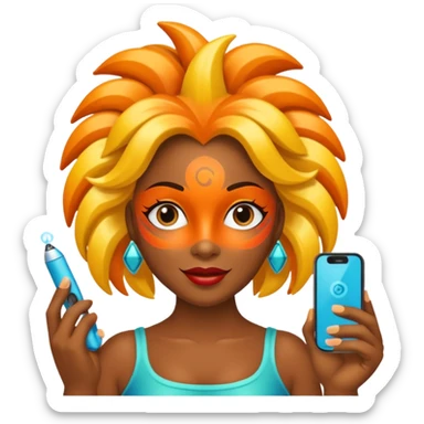 Uma pessoa com um controle remoto na mão e vestida de fantasia de carnaval sticker