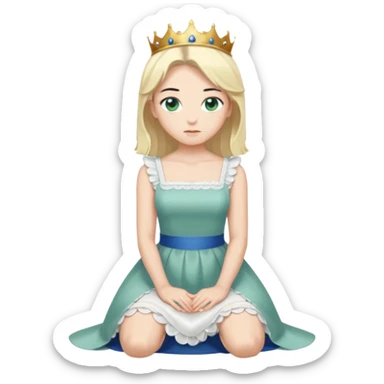 King, standig, black hair, blue eyes, garmont, and maid, blonde Hair, green eyes, white short sleveless dress, kneeling  sticker