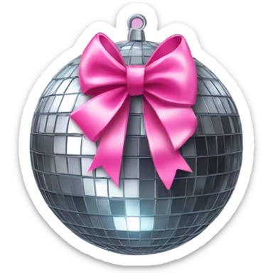 Disco ball with a pink bow sticker