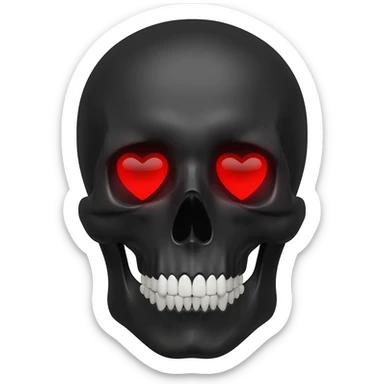 Red hearted eyes skull black face sticker