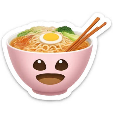 Ramen in a light pink bowl sticker