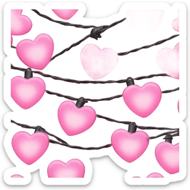 Realistic isolated pink heart shaped christmas string lights sticker