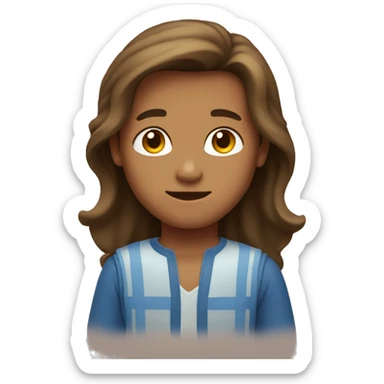 Boy with long brown hair and tanned skin sticker