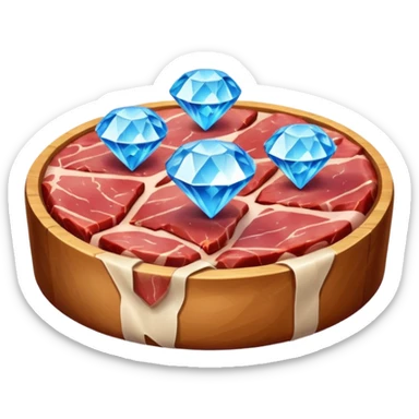 Meat with diamond textur and blue color sticker