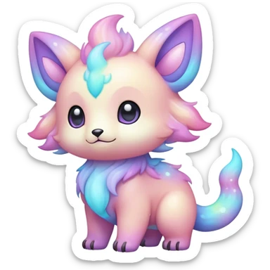 Cute adorable kawaii colorful pastel nebula fantasy animal hybrid Fakemon full body sticker