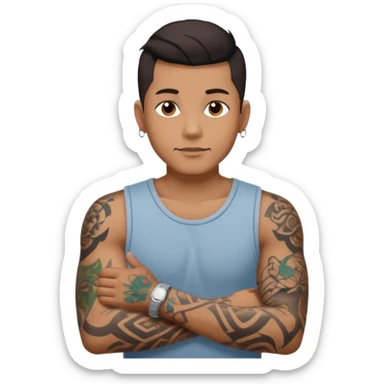 hombre con tatuaj en los brazos con ropa sin piercings sticker