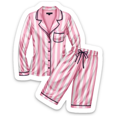 Striped pink and white silk Victoria’s Secret pajama set sticker