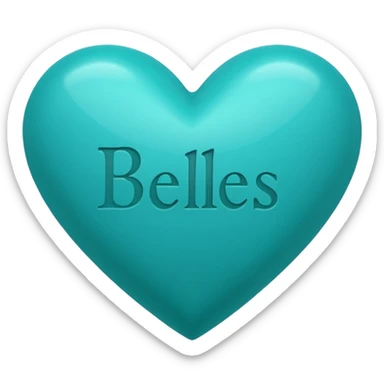 Teal heart with Belles wording sticker