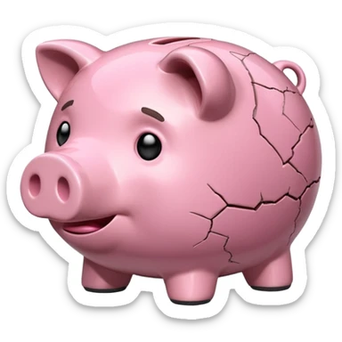 emoji of sad unhappy piggy bank, right view sticker