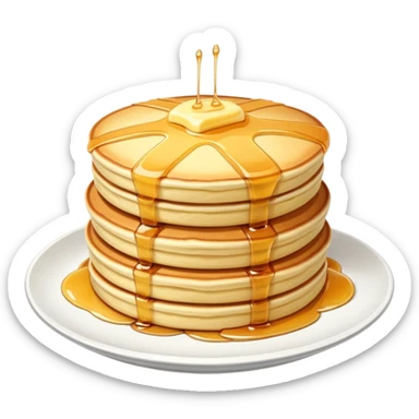 Japanese fluffy souffle pancakes stacked with syrup and butter sticker
