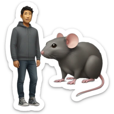 huge rat next to a small person sticker
