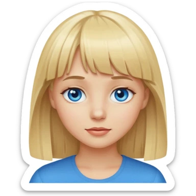 Blonde girl with bangs and blue eyes sticker
