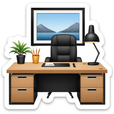 An office with an empty desk (the boss is not there) sticker