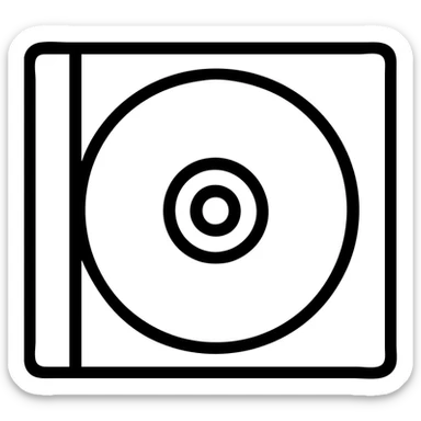 black CD holder with a black CD inside, viewed from above sticker