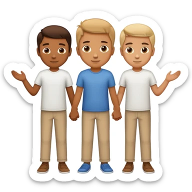 Boy holding hands between two men sticker