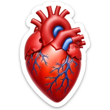 A red glass human heart with a white background. The glass should also be red and look like a real heart. sticker