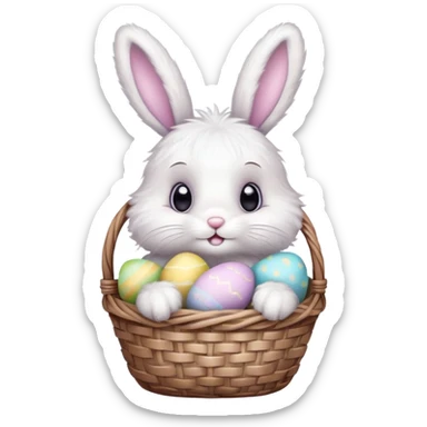 Easter bunny with basket ￼ sticker