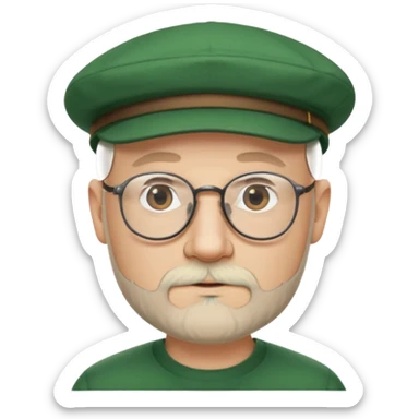 47 year old white male, bald, short beard with glasses and irish cap sticker