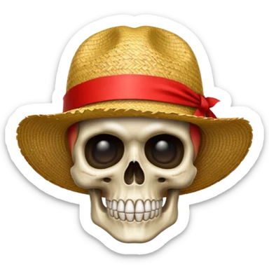 Straw hat skull emoji whit red ribbon on ut sticker