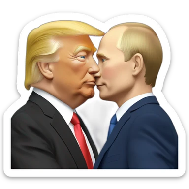 trump-and-putin-kissing,-lgbtq+ friendly, positivity, inclusiveness sticker