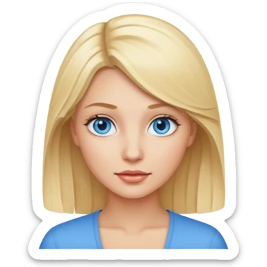 Make me a blonde woman with blue eyes  sticker