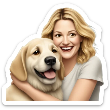 Drew Barrymore With Her Dog Douglas  sticker