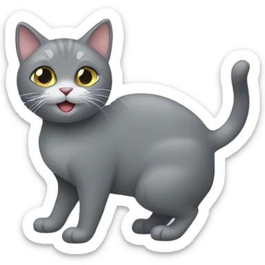 Grey cat playing with catnip sticker