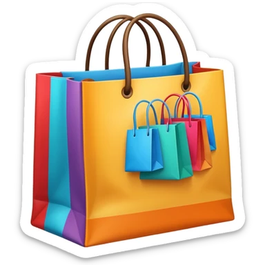 A shopping bag filled with various products, colorful and vibrant. sticker