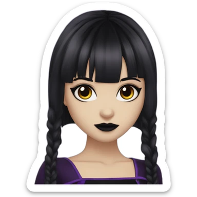 Elissabat-with-bangs-long-hair-purple-and-black-vampire-goth-makeup sticker