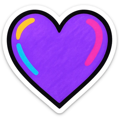 purple heart, bold and vibrant, pop colors style, no text sticker