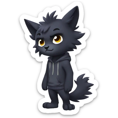 Dark Edgy Cool Shy Grumpy Fluffy FurSona Fakemon Full Body sticker
