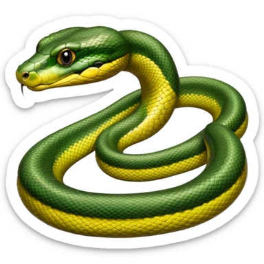 A photo-realistic digital illustration of a Green Anaconda, chest upward, with a broad, flat head, muscular body, and high-set eyes. Its olive-green body is covered with symmetrical, bold black oval spots, and its smooth, glossy scales highlight its large, powerful build. sticker