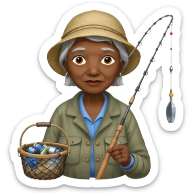 Fisher old woman black sticker