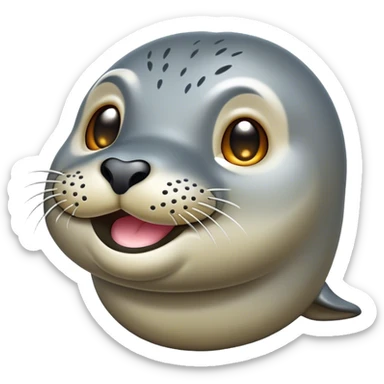 Cinematic Comical harbour seal Portrait Emoji, Head tilted dramatically with an exaggeratedly amused expression, featuring a sleek, agile body with wide, comically expressive eyes full of playful disbelief and a subtly contoured head, Simplified yet hilariously expressive features, highly detailed, glowing with a slightly sassy oceanic glow, high shine, dramatic yet playful, stylized with an air of quirky marine mischief, soft glowing outline, capturing the essence of a meme-worthy harbour seal that looks ready to side-eye its way into viral fame! sticker