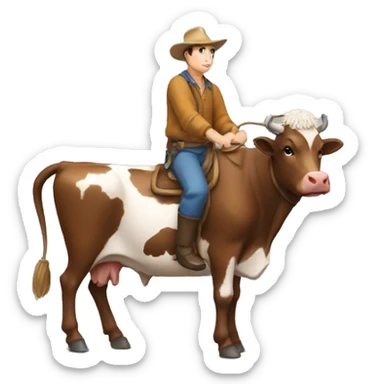 Homme qui tien une vache en laisse  sticker