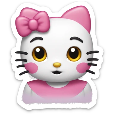 hello kitty with an obvious expression  sticker